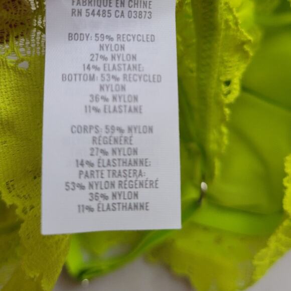 NWT Aerie Chartreuse Floral Lace Triangle‎ Bralette Festival Coquette Fairy -  M - Picture 5 of 5